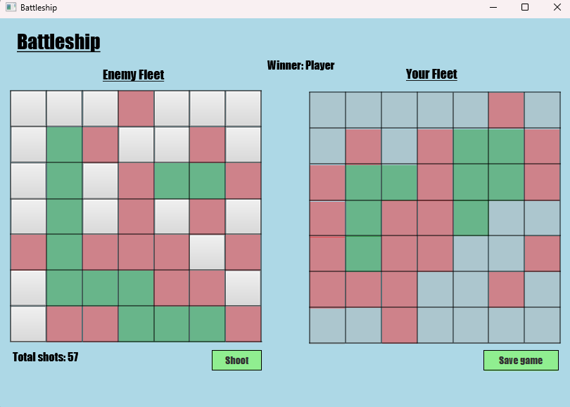 start menu of the app