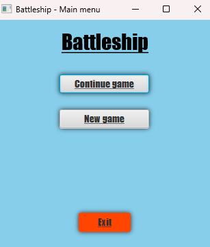 start menu of the app